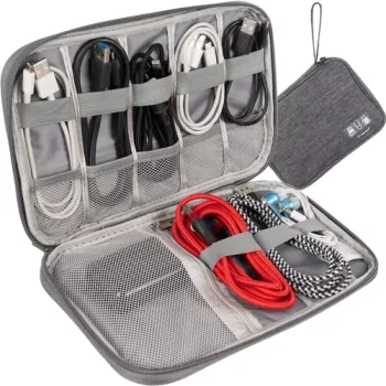 Trizand Travel Cable and Charger Organizer Bag, Grey