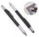 6-in-1 Multifunction Pen with Stylus, Level, Ruler & Screwdriver, black-silver