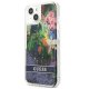 Guess iPhone 13 mini Case Flower Liquid Glitter Blue