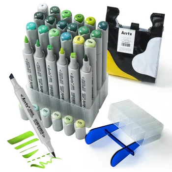 Dual-Tip Alcohol Markers Arrtx OROS, 24 Colours, Green Tones