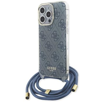 Apple iPhone 15 Pro 6.1'' Guess Crossbody Cord 4G Print Case Cover, Blue