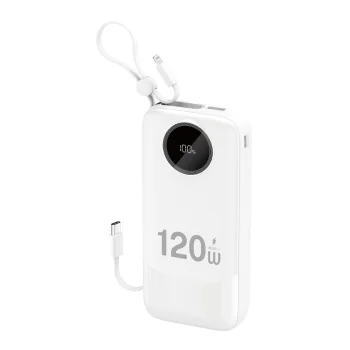 Dudao K13Pro 20000mAh Powerbank with Built-in Cables, White