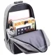 Waterproof anti-theft laptop backpack with USB A, grey-black