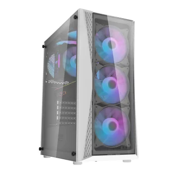 Darkflash DK352 Plus PC Case + 4 ARGB Fans, Black and White