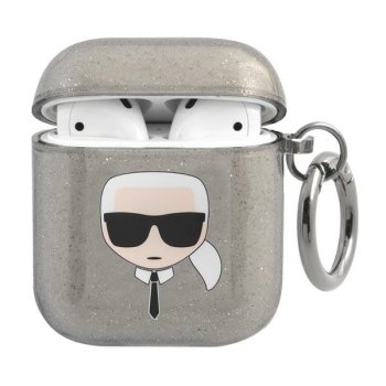 Karl Lagerfeld AirPods 1 / 2 Case Glitter Karl`s Head, Black