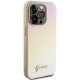 Guess iPhone 15 Pro Case Saffiano Iridescent Script, Gold