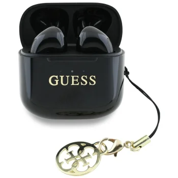Guess Glossy Effect Printed Classic Logo & Charm TWS headphones - black