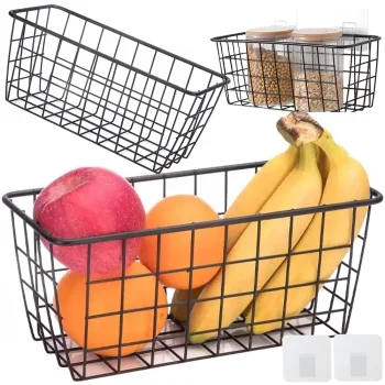 Hanging Metal Organizer Basket, Black