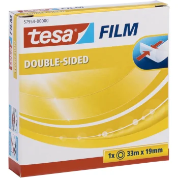 Tesa Double-Sided Adhesive Tape 57954, 33 m x 19 mm, Transparent