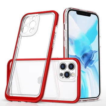 Dėklas iPhone 12 Pro Max Hybrid Armor Clear 3 in 1, raudonas
