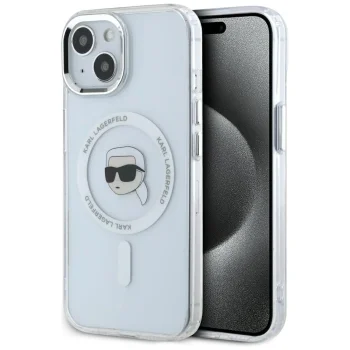 Karl Lagerfeld IML Metal Karl Head MagSafe Case for iPhone 15, White
