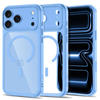 Tech-Protect MagPeak MagSafe CC Case for iPhone 18 Pro / 17 Pro, Clear Blue