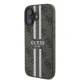 Guess 4G Printed Stripes MagSafe dėklas iPhone 16 Plus, rudas