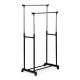 Adjustable Double Clothing Rack on Wheels with Shoe Shelf ModernHome