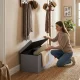 Storage Ottoman Bench 111x38 cm ModernHome Upholstered Chest, Light Gray