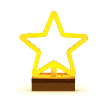 Forever Light FLNW04 Star LED Neon Light with Wood Stand, Warm White