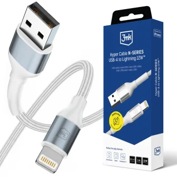 3mk Hyper Cable N-SERIES USB-A to Lightning Cable 1m 12W - White