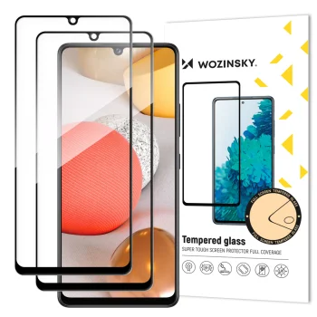 Wozinsky Tempered Glass Screen Protector for Samsung Galaxy A42 5G Full Glue 9H, 2 Pack, Black