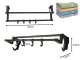 No-Drill Bathroom Towel Rack with 4 Hooks, 40cm Wall Mount, Black