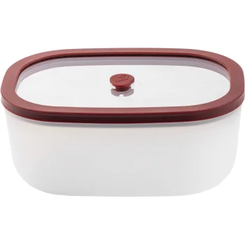 Berkel ICON 0.9L Glass Vacuum Food Storage Container, White/Red