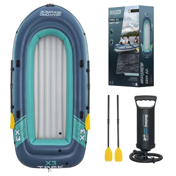 Bestway Hydro-Force Trek X3 3-Person Inflatable Boat with Oars and Pump, 294 x 137 cm