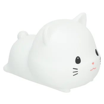 Silicone Kids Night Light, Sleeping Kitten, USB, White