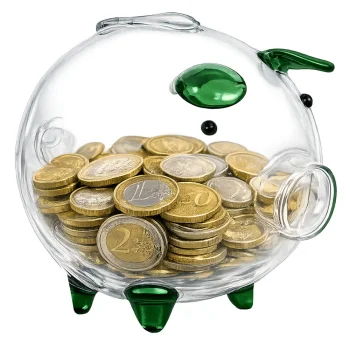 Clear Glass Piggy Bank for Coins and Banknotes, 11x11x11 cm