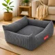 Soft Corduroy Dog and Cat Bed, Size M, 60x45cm, Dark Grey