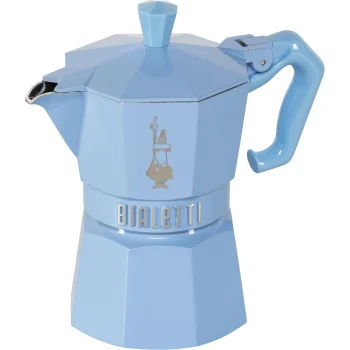 Bialetti Moka Exclusive 9061 Espresso Maker, 3 Cups (130ml), Light Blue