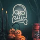 Forever Light FPNE18 PLEXI LED Neon Skull with Bone, White