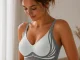 Women\'s Seamless Push Up Sports Bra, Grey, Size L