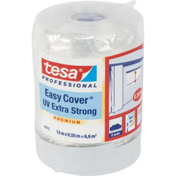 Tesa 4373 Easy Cover Masking Film with Fabric Tape, 12 m x 55 cm, Transparent