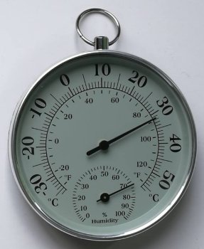 Analog Wall Thermometer with Hygrometer Indoor Outdoor, Grey-Black