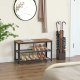 Industrial Shoe Rack Bench with Padded Seat for Entryway, Rustic Brown