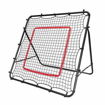 Soccer Rebounder Training Net 120x120 cm for Passing Practice, black/red