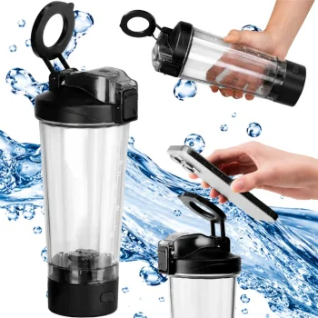 Electric USB Shaker with Magnetic Phone Holder, 700ml, Black