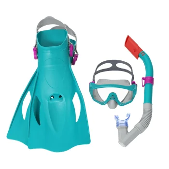 Bestway 25020 Snorkeling Set (Mask, Snorkel, Fins 41-46), Turquoise