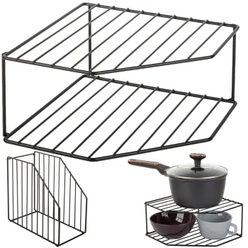 Two-Tier Metal Corner Shelf for Kitchen and Bathroom, Mixed Colors