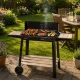Large Portable Charcoal BBQ Grill with Adjustable Grate and Shelves