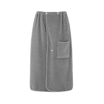 Trizand men's sauna towel wrap with pocket, grey