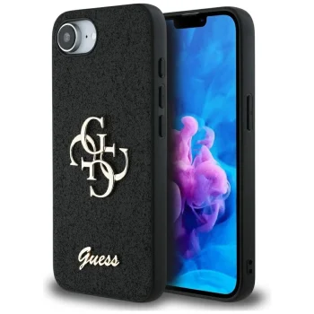 Guess Fixed Glitter Big 4G Case for iPhone 16e - Black