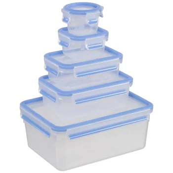 Food Storage Container Set Emsa Clip & Close 508568, 5 Pcs, Transparent/Blue
