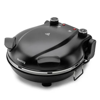 Huslog Electric Pizza Oven with Pizza Stone, 1200W Countertop Pizza Maker, black