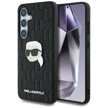 Karl Lagerfeld Leather Monogram Pin Logo Karl Head Case for Samsung Galaxy S25 Black