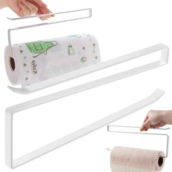 Slide-On Paper Towel Holder, Metal, White