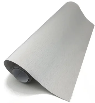 Self-Adhesive Brushed Metal Vinyl Wrap Roll, Grey, 1.52x30 m