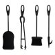 Kaminer 25969 Vintage 5-Piece Fireplace Tool Set with Stand, Black