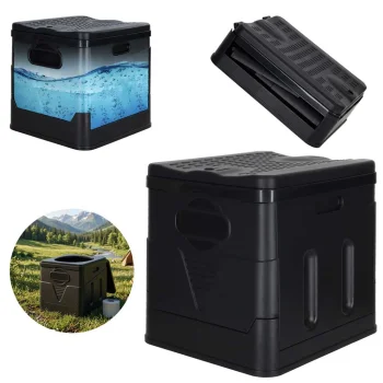 Portable Folding Camping Toilet 20L with Waste Bags, Black