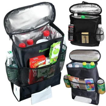 Car Seat Back Organizer with Cooler Bag, Black