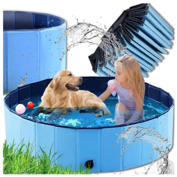 Foldable Pool for Dogs and Kids 100x30 cm, Blue